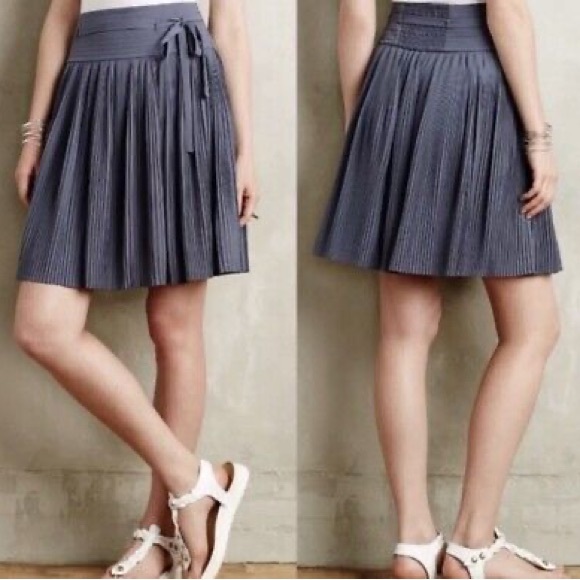 Anthropologie Leifsdottir Capella Micro Pleated Skirt icy gray women’s size 4 - Picture 7 of 7